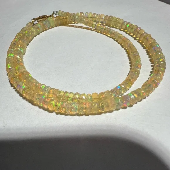 ETHIOPIAN WELO OPAL 16” NECKLACE WITH 14K SECURITY CLASP - Picture 7 of 12